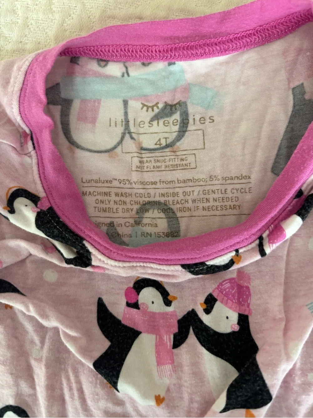 Little Sleepies Pink Penguin two piece pajama set